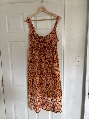 Knox Rose wide-strap sleeveless A-line orange dress size M